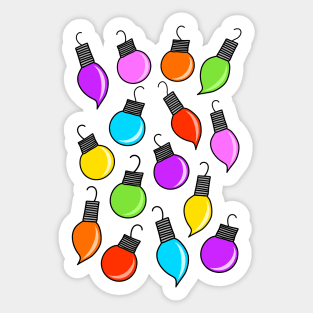 Colorful Rainbow Colored Christmas Ornaments Cartoon Pattern on a White Backdrop, made by EndlessEmporium Sticker